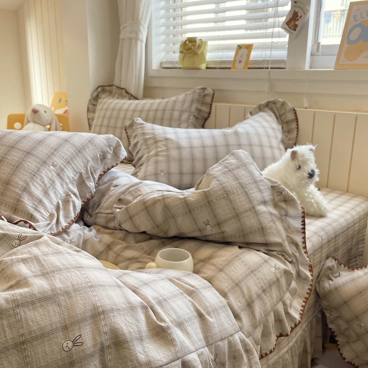 91家纺网 家纺一手货源 找家纺 （总）莱米家纺 2026春夏新款轻奢亲肤韩版贝壳花边床盖四件套