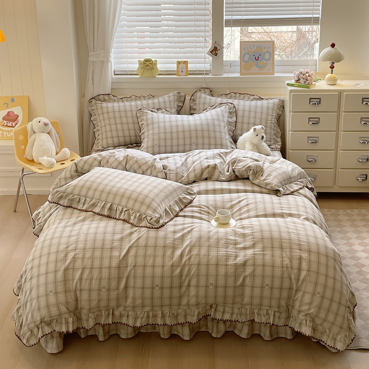 91家纺网 家纺一手货源 找家纺 （总）莱米家纺 2026春夏新款轻奢亲肤韩版贝壳花边床盖四件套