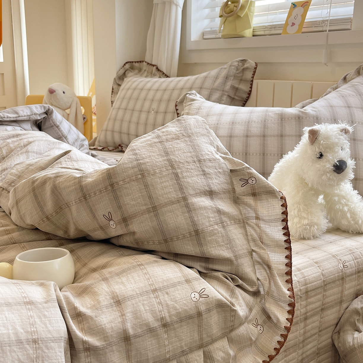 91家纺网 家纺一手货源 找家纺 （总）莱米家纺 2026春夏新款轻奢亲肤韩版贝壳花边床盖四件套