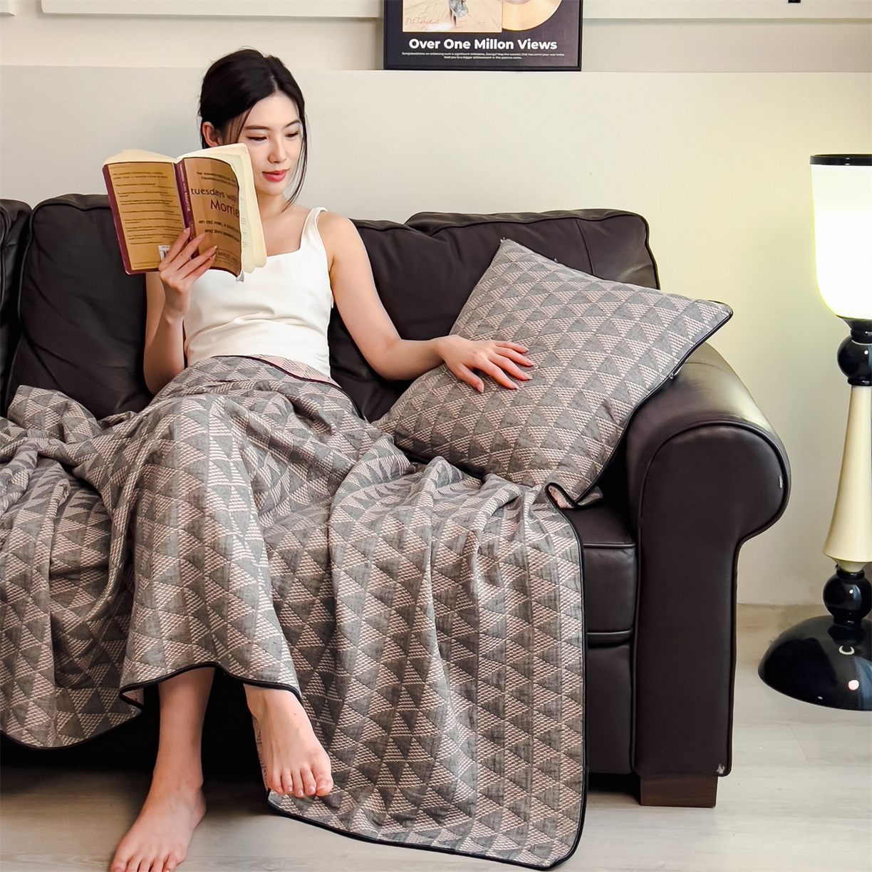 91家纺网 家纺一手货源 找家纺 布凡家居 2026新款全棉纯棉四层纱夏被盖毯床盖午睡毯沙发毯毯子 波光粼粼