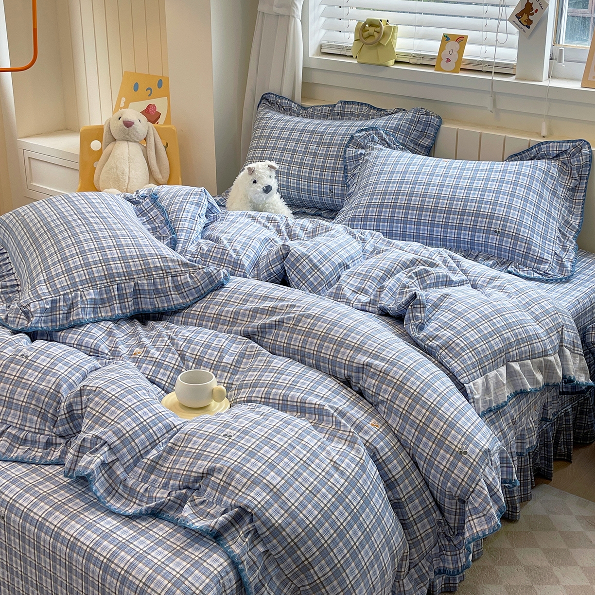 91家纺网 家纺一手货源 找家纺 （总）莱米家纺 2026春夏新款轻奢亲肤韩版贝壳花边床盖四件套