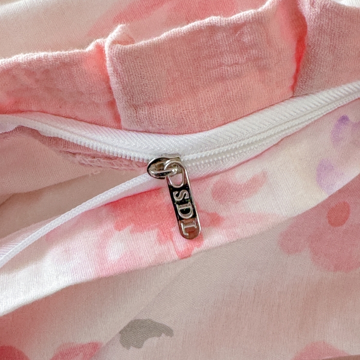 91家纺网 家纺一手货源 找家纺 疆东 【疆东】2026韩版蕾丝花边纯棉全棉双层纱四件套印花纯棉四件套法式赫本木耳花边全棉公主双层纱四件套 樱花