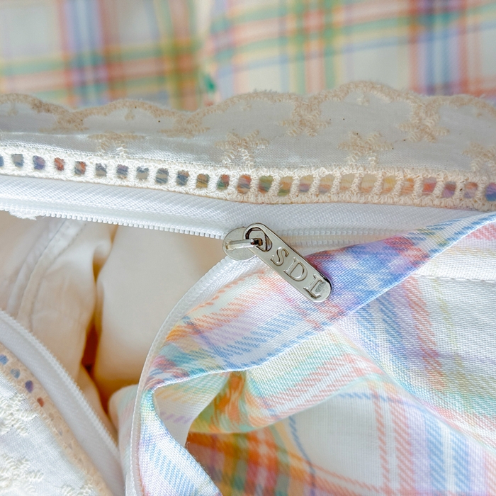 91家纺网 家纺一手货源 找家纺 疆东 【疆东】2026韩版蕾丝花边纯棉全棉双层纱四件套印花纯棉四件套法式赫本木耳花边全棉公主双层纱四件套 晴空