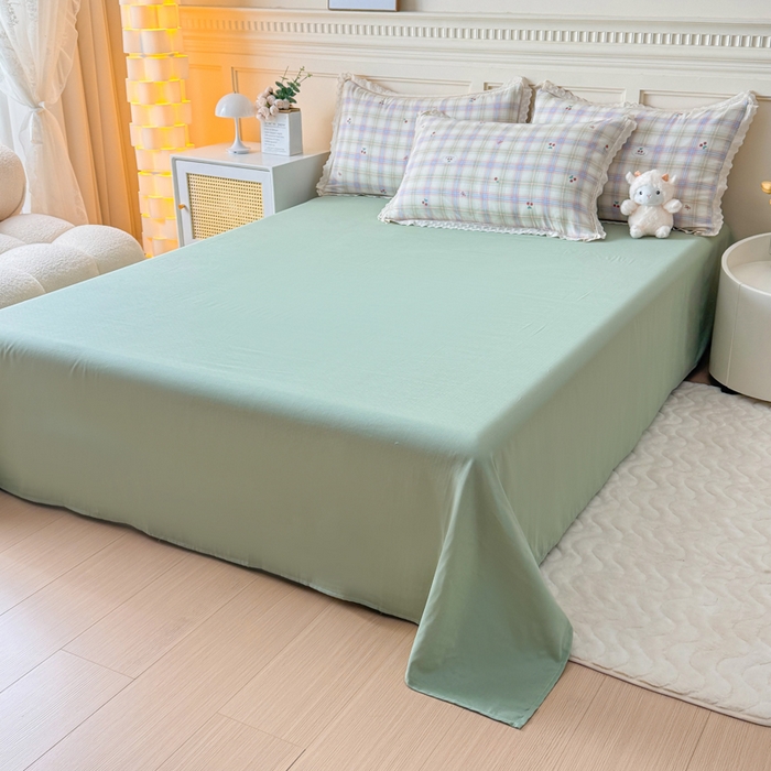 91家纺网 家纺一手货源 找家纺 疆东 【疆东】2026韩版蕾丝花边纯棉全棉双层纱四件套印花纯棉四件套法式赫本木耳花边全棉公主双层纱四件套 晴空