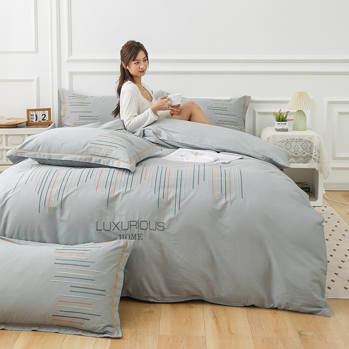 91家纺网 家纺一手货源 找家纺 （总）疆东 疆东2026年纯色高端轻奢长绒棉纯棉全棉刺绣四件套简约素色匹马棉全棉纯棉刺绣花四件套被套床单套件