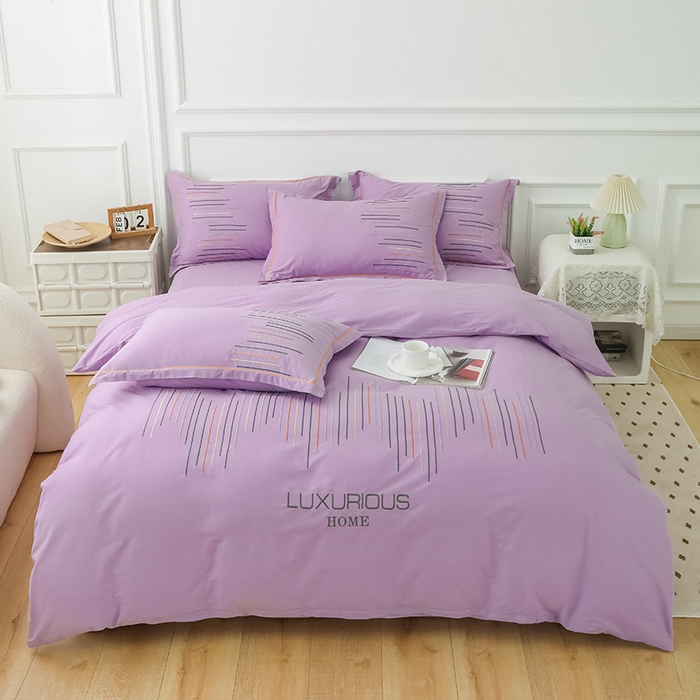 91家纺网 家纺一手货源 找家纺 （总）疆东 疆东2026年纯色高端轻奢长绒棉纯棉全棉刺绣四件套简约素色匹马棉全棉纯棉刺绣花四件套被套床单套件