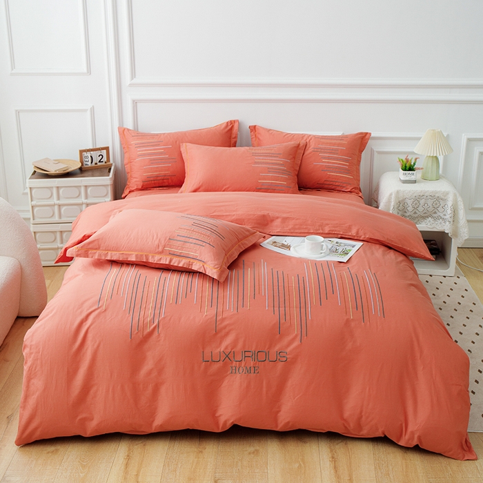 91家纺网 家纺一手货源 找家纺 （总）疆东 疆东2026年纯色高端轻奢长绒棉纯棉全棉刺绣四件套简约素色匹马棉全棉纯棉刺绣花四件套被套床单套件