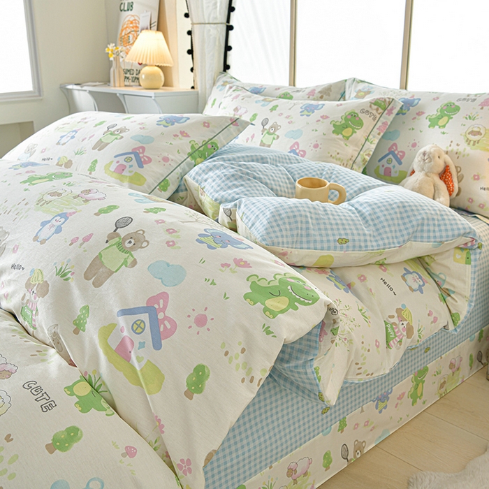 91家纺网 家纺一手货源 找家纺 （总）绘萱家居 2026直播爆款一字绣吊边款纯棉100%全棉四件套印花百分百（喷气高品质）