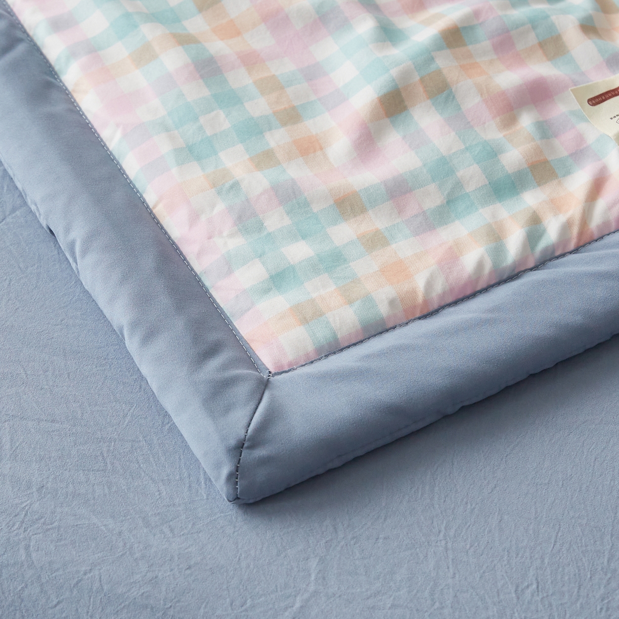 91家纺网 家纺一手货源 找家纺 帕芬鸟家纺 2026新款100%棉花夏凉被空调被夏被四件套-格子系列 冰激凌格