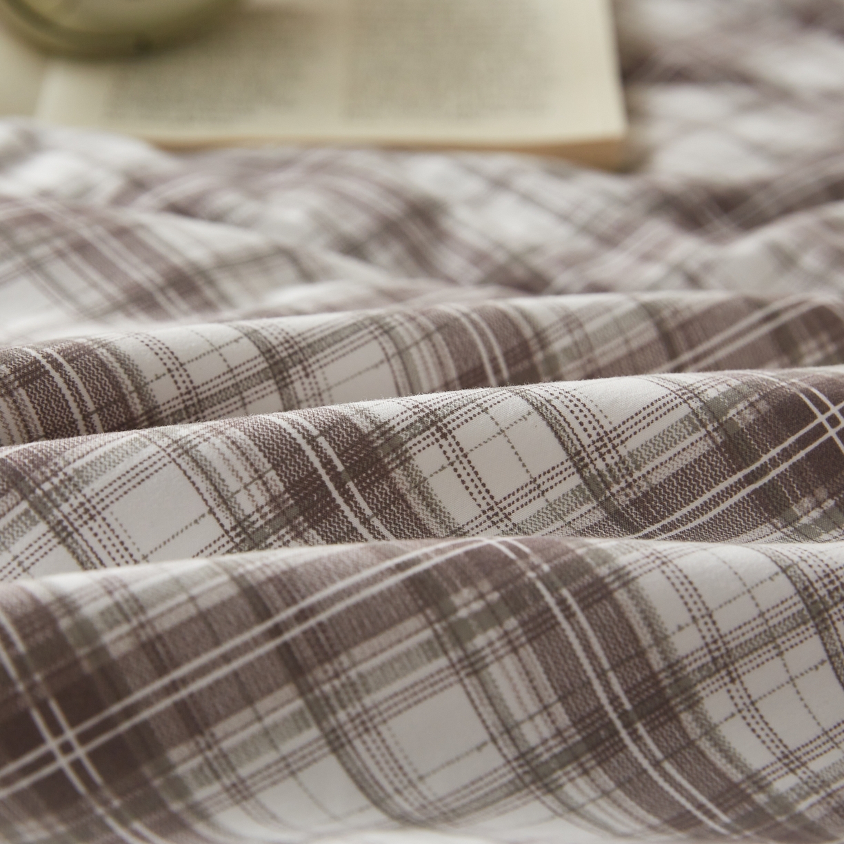 91家纺网 家纺一手货源 找家纺 帕芬鸟家纺 2026新款100%棉花夏凉被空调被夏被四件套-格子系列 格雅灰