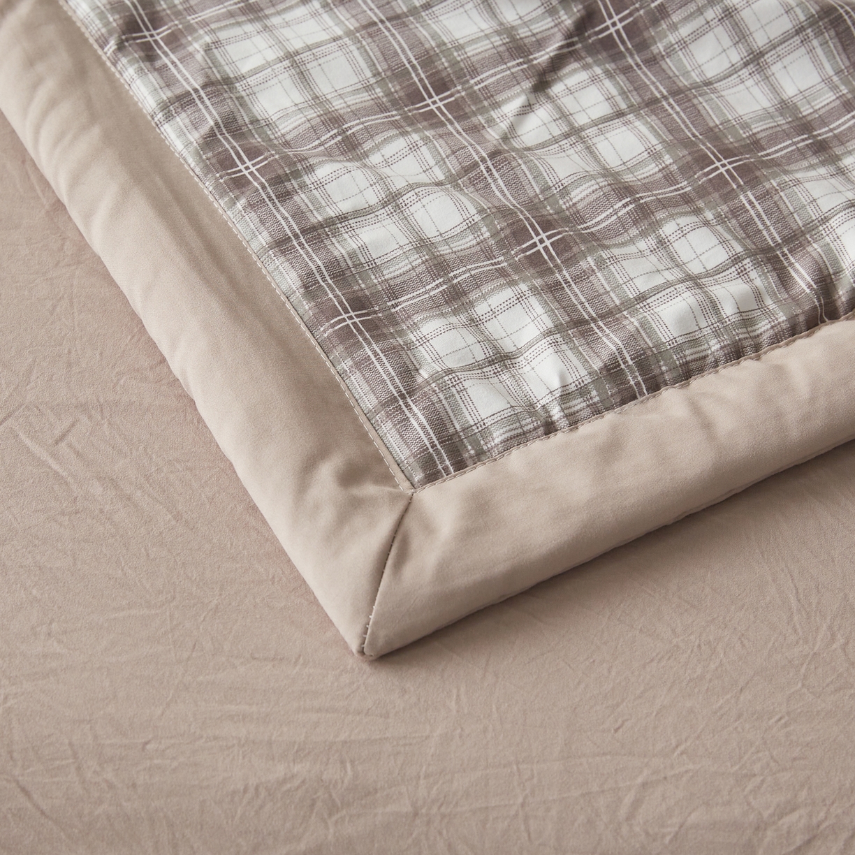 91家纺网 家纺一手货源 找家纺 帕芬鸟家纺 2026新款100%棉花夏凉被空调被夏被四件套-格子系列 格雅灰