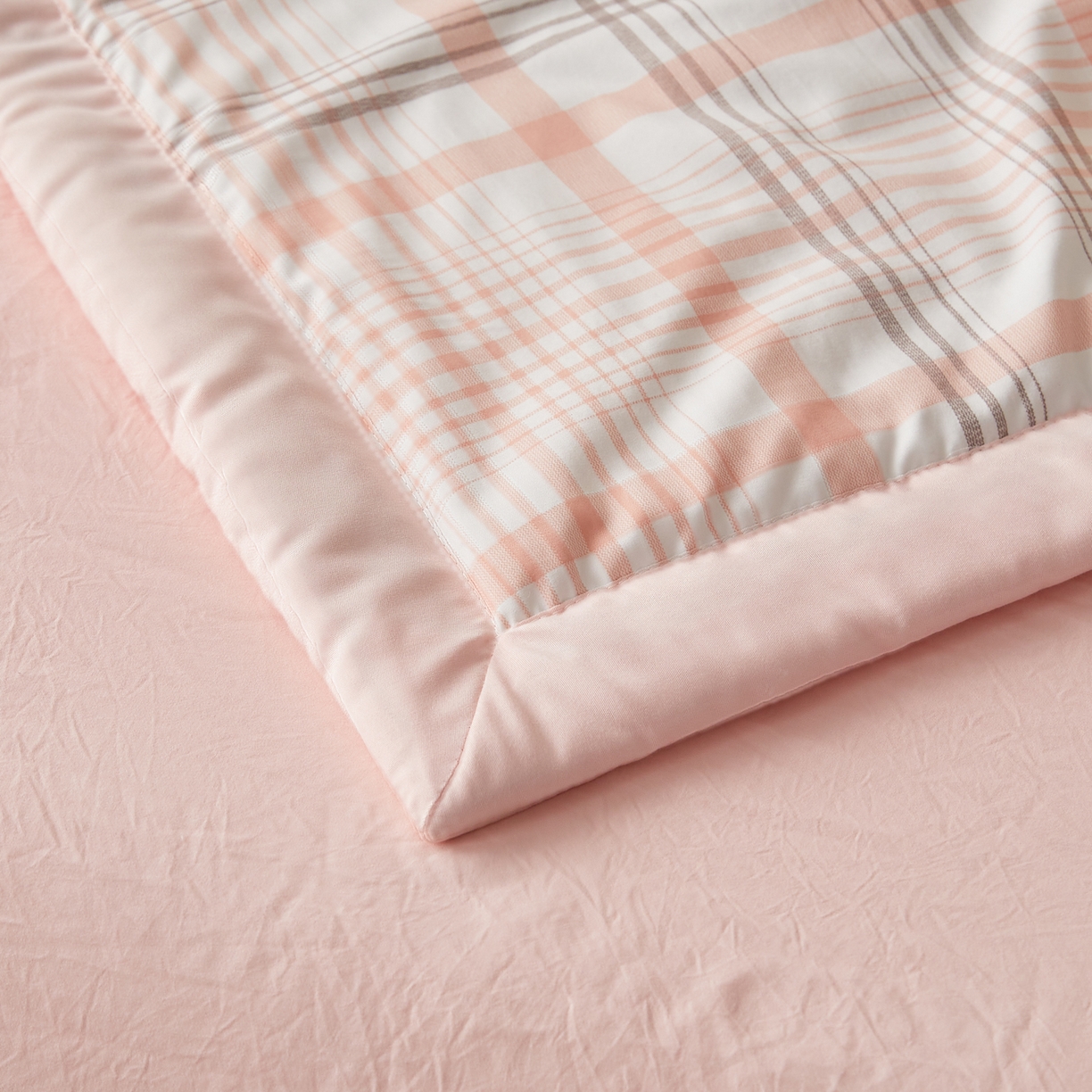 91家纺网 家纺一手货源 找家纺 帕芬鸟家纺 2026新款100%棉花夏凉被空调被夏被四件套-格子系列 格韵粉