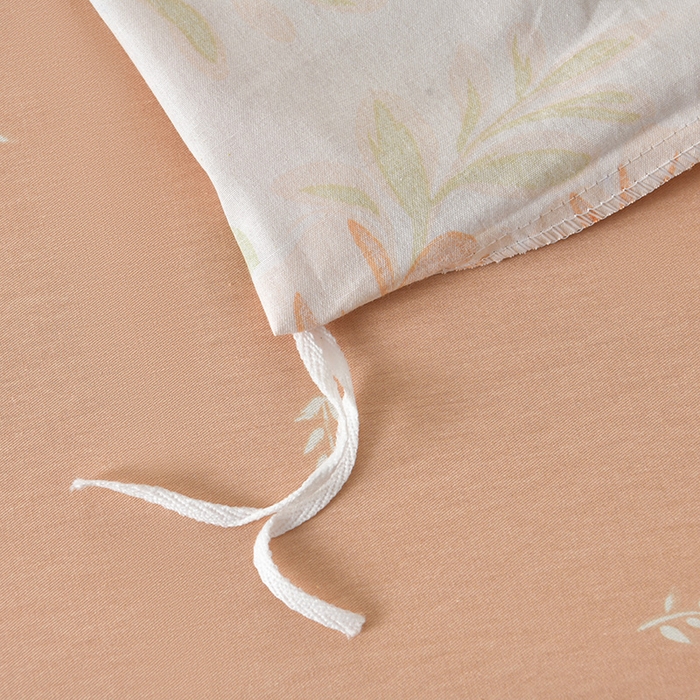 91家纺网 家纺一手货源 找家纺 绘萱家居 2026直播爆款一字绣吊边款纯棉100%全棉四件套印花百分百（喷气高品质） 橙花入梦