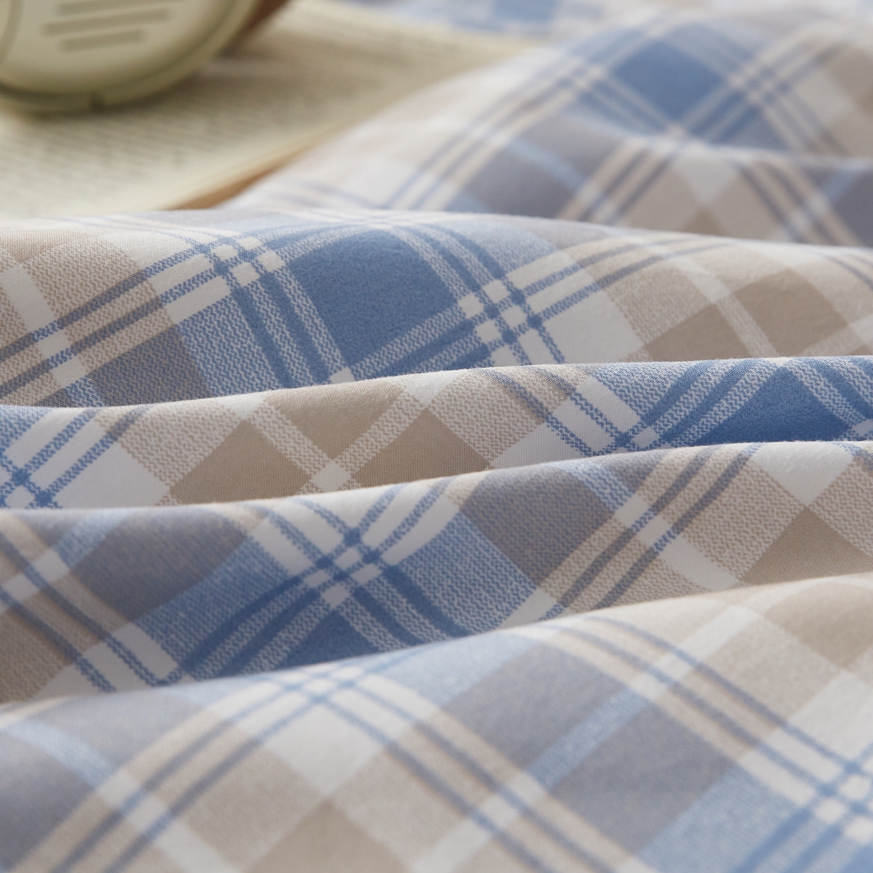 91家纺网 家纺一手货源 找家纺 帕芬鸟家纺 2026新款100%棉花夏凉被空调被夏被四件套-格子系列 蓝灰格