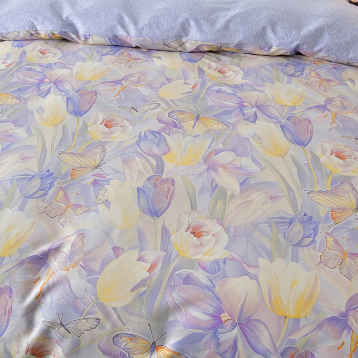 91家纺网 家纺一手货源 找家纺 绘萱家居 2026直播爆款一字绣吊边款纯棉100%全棉四件套印花百分百（喷气高品质）花间私语