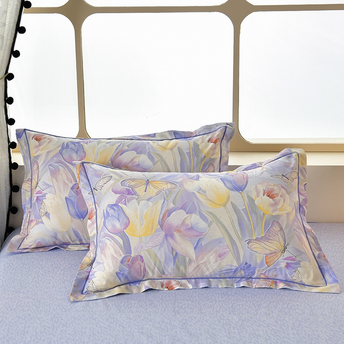 91家纺网 家纺一手货源 找家纺 绘萱家居 2026直播爆款一字绣吊边款纯棉100%全棉四件套印花百分百（喷气高品质）花间私语