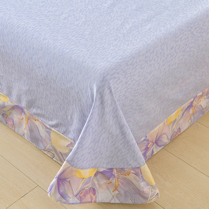 91家纺网 家纺一手货源 找家纺 绘萱家居 2026直播爆款一字绣吊边款纯棉100%全棉四件套印花百分百（喷气高品质）花间私语