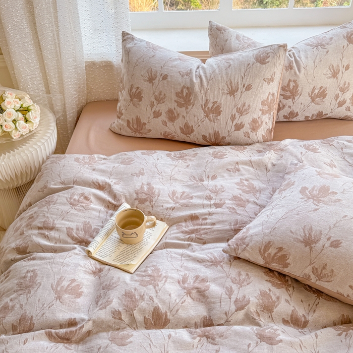 91家纺网 家纺一手货源 找家纺 疆东 疆东2026新款60支A类全棉长绒棉纯棉色织大提花四件套水洗全棉纯棉厚织色织提花肌理被套四件套单品 南枝咖