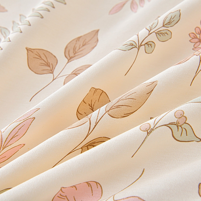 91家纺网 家纺一手货源 找家纺 绘萱家居 2026直播爆款一字绣吊边款纯棉100%全棉四件套印花百分百（喷气高品质）夏槿-桔