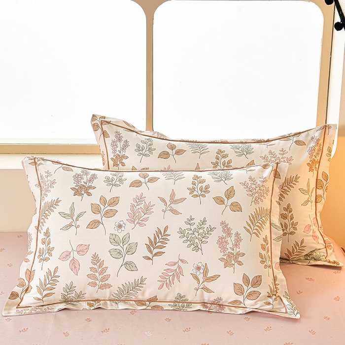 91家纺网 家纺一手货源 找家纺 绘萱家居 2026直播爆款一字绣吊边款纯棉100%全棉四件套印花百分百（喷气高品质）夏槿-桔