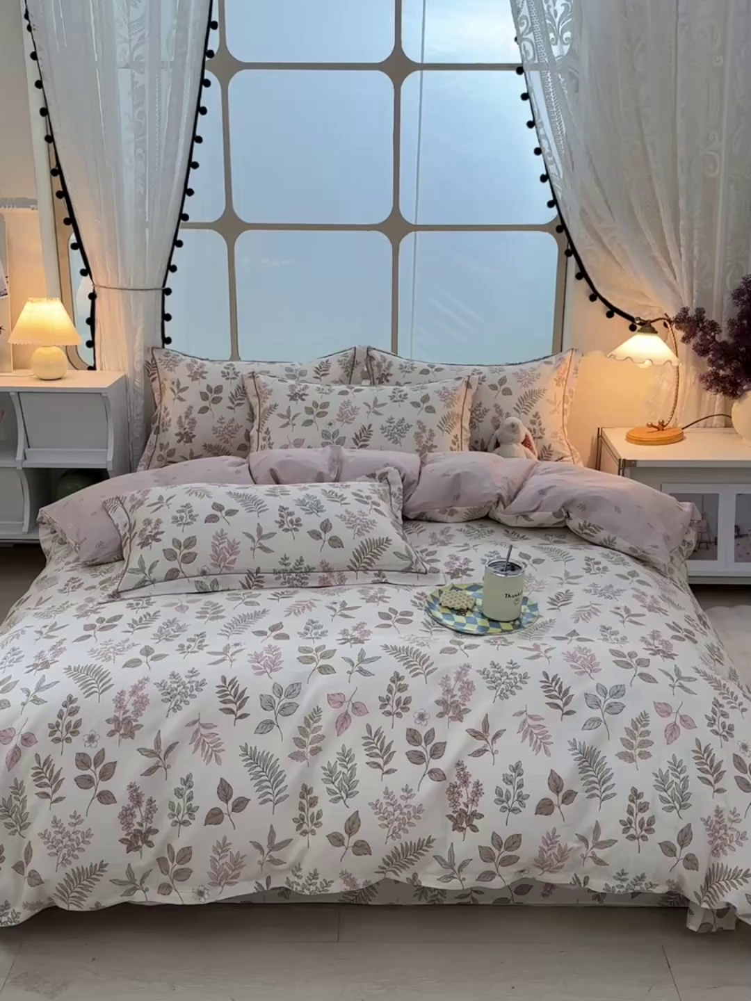 91家纺网 家纺一手货源 找家纺 绘萱家居 2026直播爆款一字绣吊边款纯棉100%全棉四件套印花百分百（喷气高品质）夏槿-桔