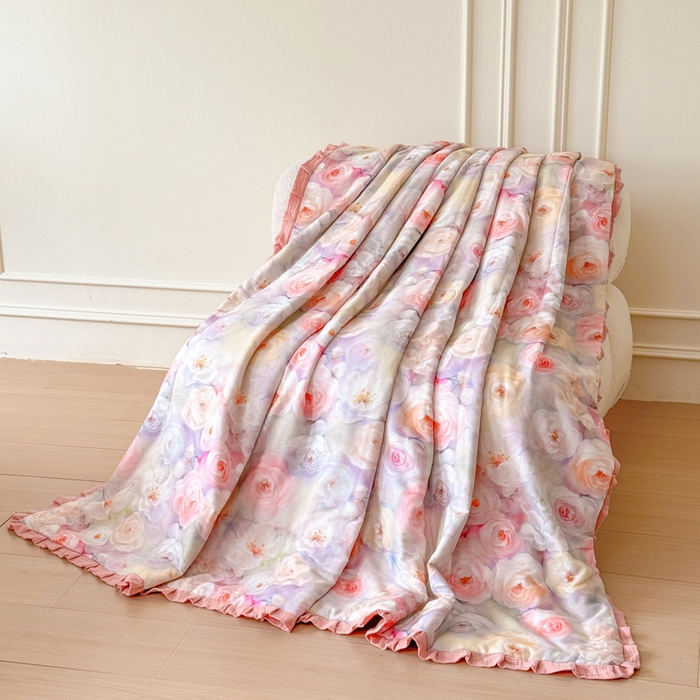 91家纺网 家纺一手货源 找家纺 疆东 2026新款韩版花边A类全棉双层纱单夏被 配包装 薇薇安