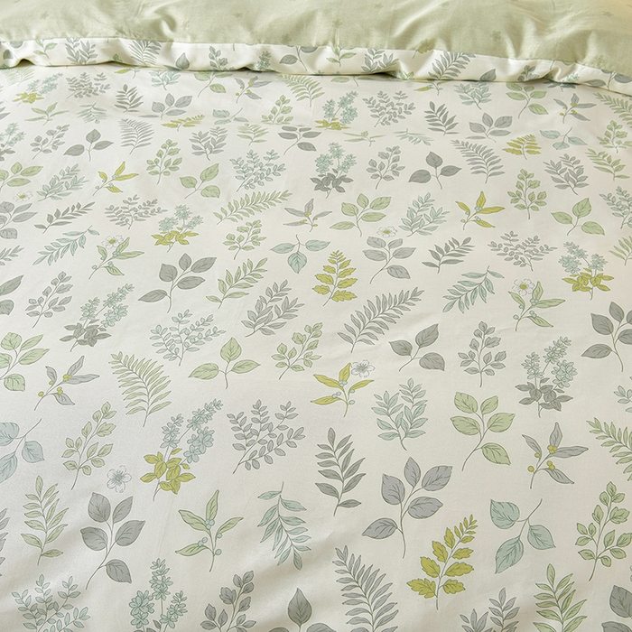 91家纺网 家纺一手货源 找家纺 绘萱家居 2026直播爆款一字绣吊边款纯棉100%全棉四件套印花百分百（喷气高品质）夏槿-绿