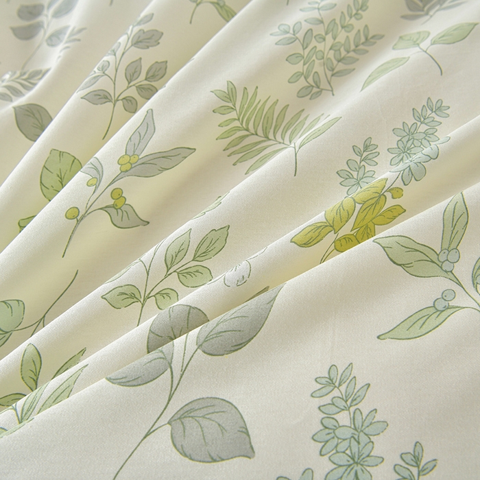 91家纺网 家纺一手货源 找家纺 绘萱家居 2026直播爆款一字绣吊边款纯棉100%全棉四件套印花百分百（喷气高品质）夏槿-绿