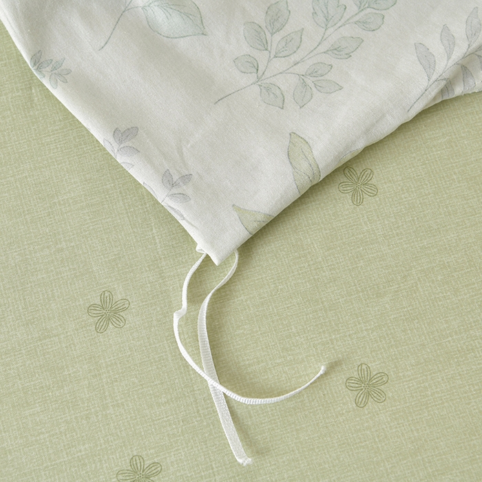 91家纺网 家纺一手货源 找家纺 绘萱家居 2026直播爆款一字绣吊边款纯棉100%全棉四件套印花百分百（喷气高品质）夏槿-绿