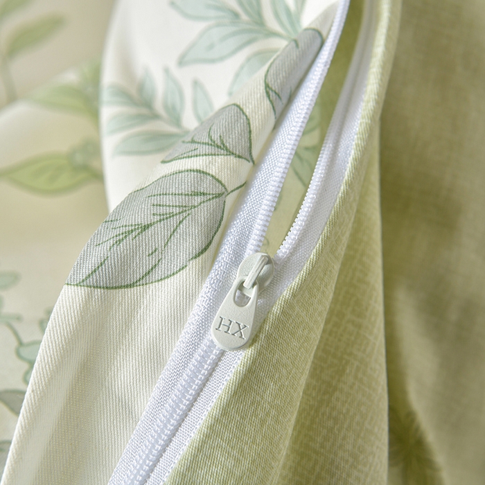 91家纺网 家纺一手货源 找家纺 绘萱家居 2026直播爆款一字绣吊边款纯棉100%全棉四件套印花百分百（喷气高品质）夏槿-绿