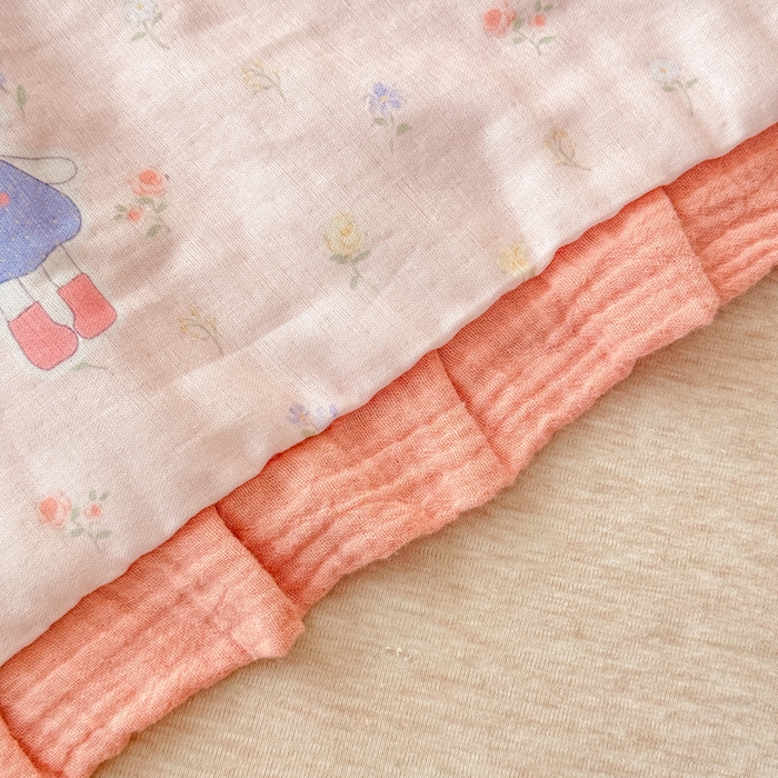 91家纺网 家纺一手货源 找家纺 疆东 2026新款韩版花边A类全棉双层纱单夏被 配包装 蝴蝶结女孩