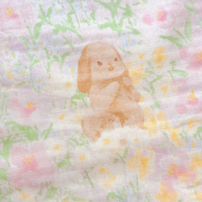 91家纺网 家纺一手货源 找家纺 疆东 2026新款韩版花边A类全棉双层纱单夏被 配包装 花园小兔