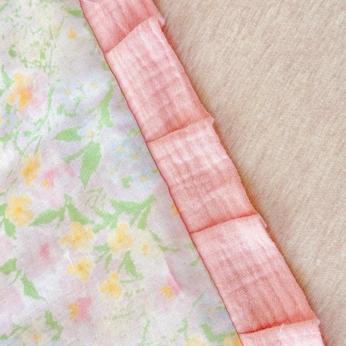 91家纺网 家纺一手货源 找家纺 疆东 2026新款韩版花边A类全棉双层纱单夏被 配包装 花园小兔