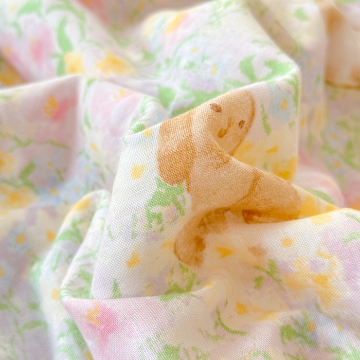 91家纺网 家纺一手货源 找家纺 疆东 2026新款韩版花边A类全棉双层纱单夏被 配包装 花园小兔