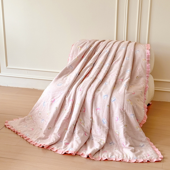 疆东 2026新款韩版花边A类全棉双层纱单夏被 配包装 萌宝