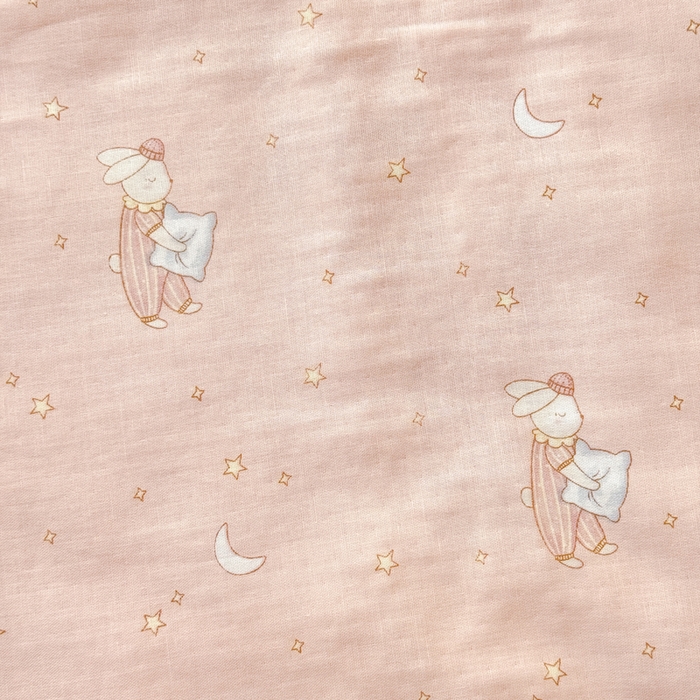 91家纺网 家纺一手货源 找家纺 疆东 2026新款韩版花边A类全棉双层纱单夏被 配包装 兔兔晚安