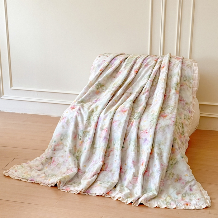 疆东 2026新款韩版花边A类全棉双层纱单夏被 配包装 油画