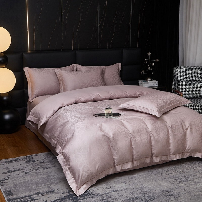 91家纺网 家纺一手货源 找家纺 金纱玉纺家纺 2026春夏新款全棉纯棉提花工艺四件套 豹纹蝶舞-紫豆沙