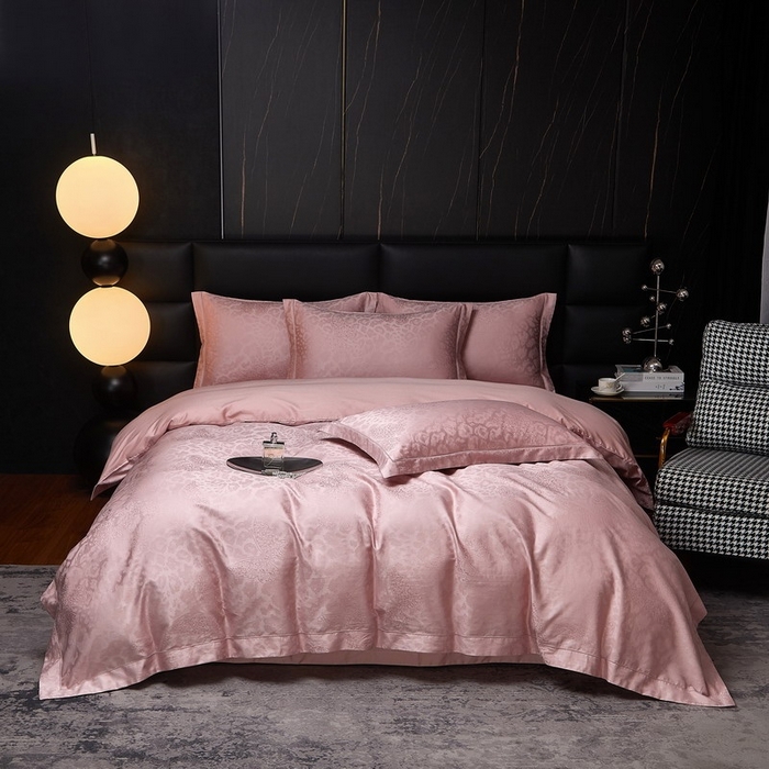 91家纺网 家纺一手货源 找家纺 金纱玉纺家纺 2026春夏新款全棉纯棉提花工艺四件套 豹纹蝶舞-豆沙