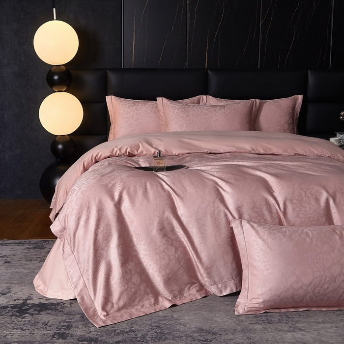 91家纺网 家纺一手货源 找家纺 金纱玉纺家纺 2026春夏新款全棉纯棉提花工艺四件套 豹纹蝶舞-豆沙