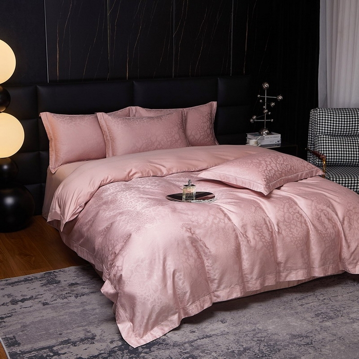 91家纺网 家纺一手货源 找家纺 金纱玉纺家纺 2026春夏新款全棉纯棉提花工艺四件套 豹纹蝶舞-豆沙