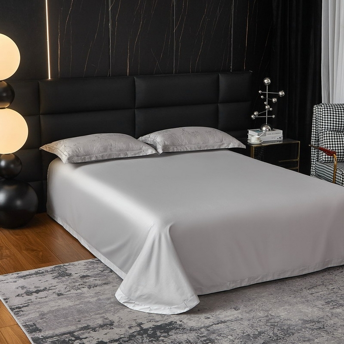 91家纺网 家纺一手货源 找家纺 金纱玉纺家纺 2026春夏新款全棉纯棉提花工艺四件套 宫廷花园-亚麻灰