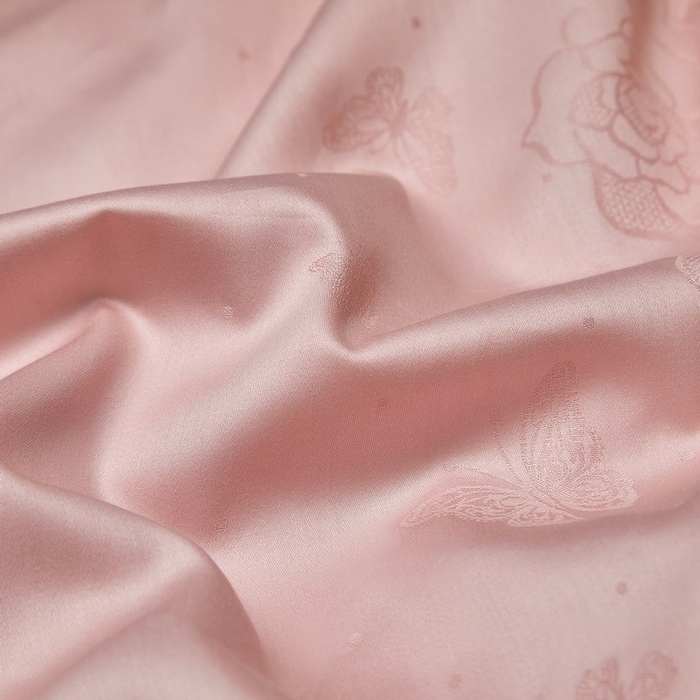 91家纺网 家纺一手货源 找家纺 金纱玉纺家纺 2026春夏新款全棉纯棉提花工艺四件套 花间私语-初恋粉