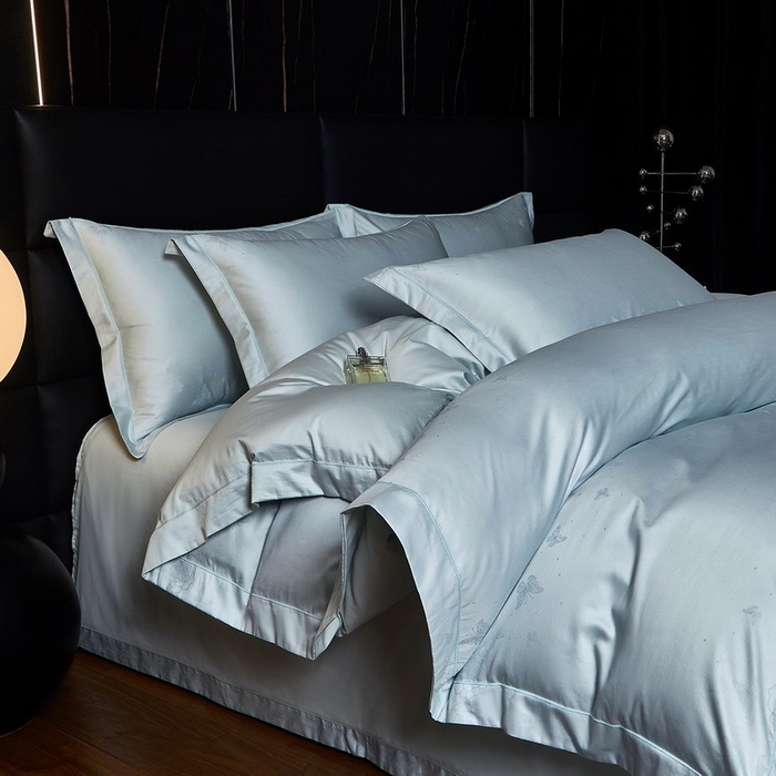 金纱玉纺家纺 2026春夏新款全棉纯棉提花工艺四件套 花间私语-甜蓝