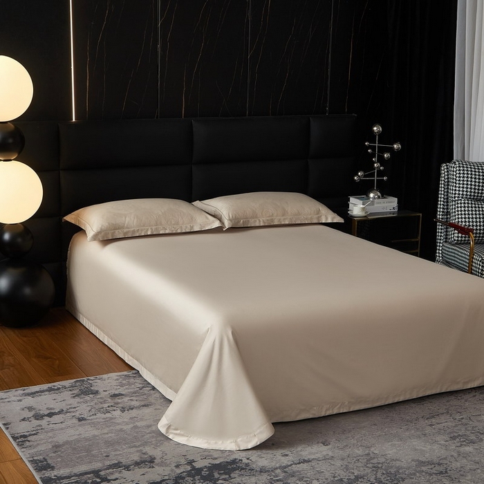 91家纺网 家纺一手货源 找家纺 金纱玉纺家纺 2026春夏新款全棉纯棉提花工艺四件套 纱缦-象牙灰