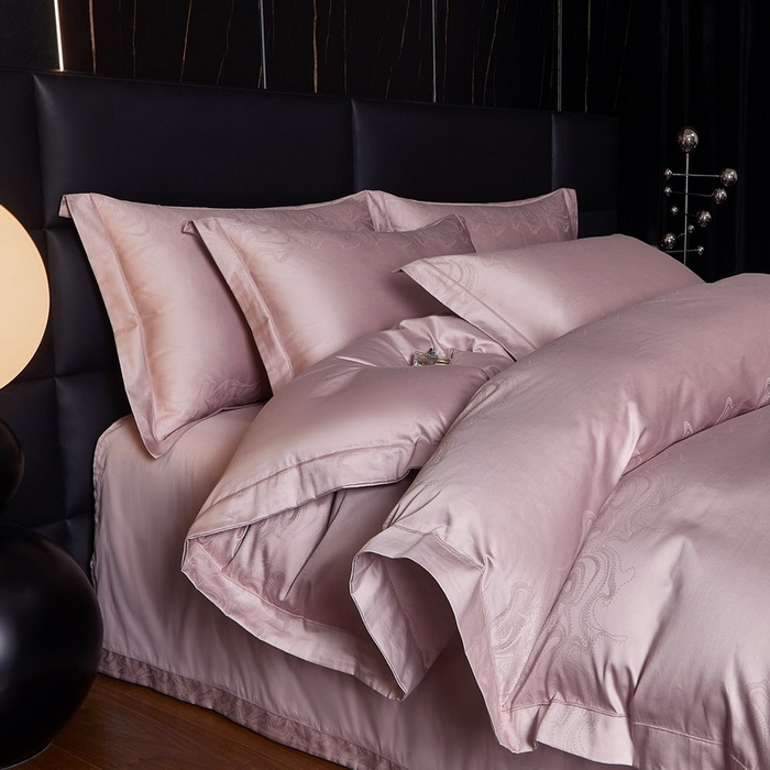 金纱玉纺家纺 2026春夏新款全棉纯棉提花工艺四件套 云织间屿-紫豆沙