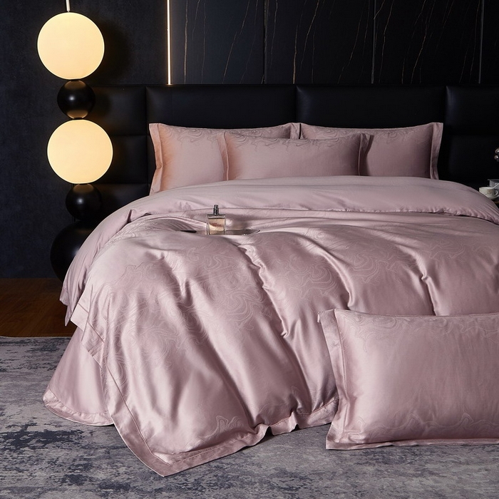 91家纺网 家纺一手货源 找家纺 金纱玉纺家纺 2026春夏新款全棉纯棉提花工艺四件套 云织间屿-紫豆沙