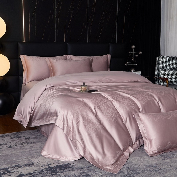 91家纺网 家纺一手货源 找家纺 金纱玉纺家纺 2026春夏新款全棉纯棉提花工艺四件套 云织间屿-紫豆沙