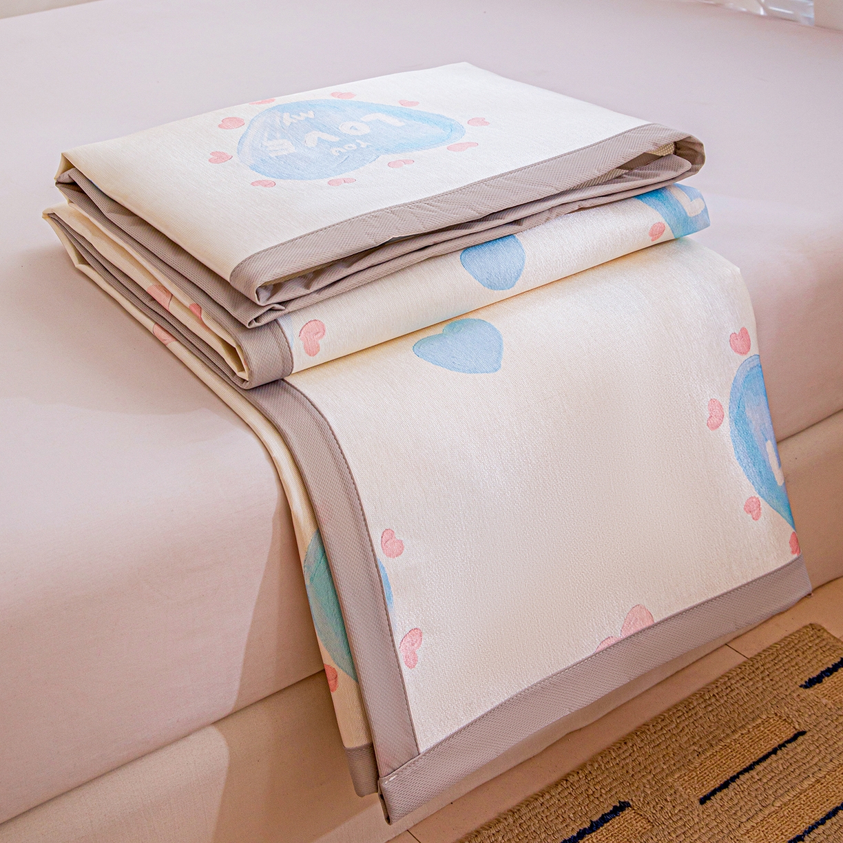 91家纺网 家纺一手货源 找家纺 （总）富馨莱 2026新款冰丝凉席平铺款支持一件定制定做