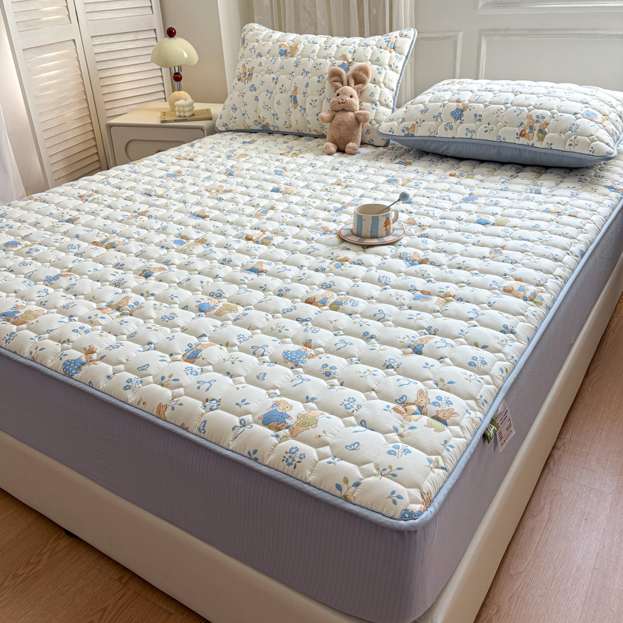 91家纺网 家纺一手货源 找家纺 （总）居眠 2026新款印花皱皱纱夹棉床笠